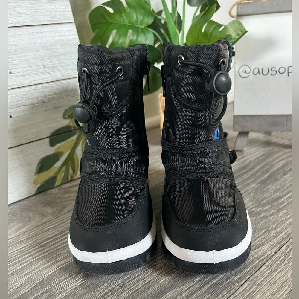 Fantiny Kids’ Black & Blue Outdoor Waterproof Faux Fur Lined Winter Boots 25 / 8